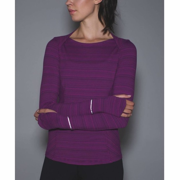 Lululemon Kanto Catch Me Long Sleeve in Kanto Stripe Regal Plum Naval Blue - Picture 3 of 12
